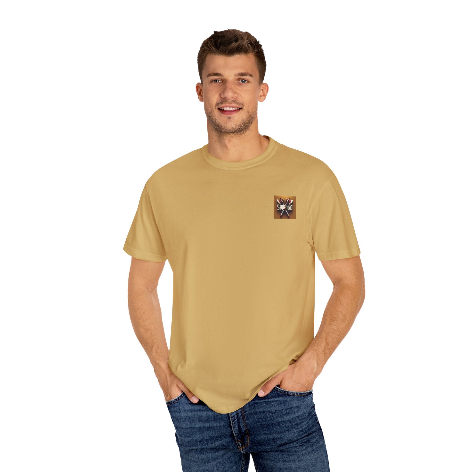 Shango 3 Unisex Artistic Cotton Tee Garment-Dyed | Yoruba-sabor LLC